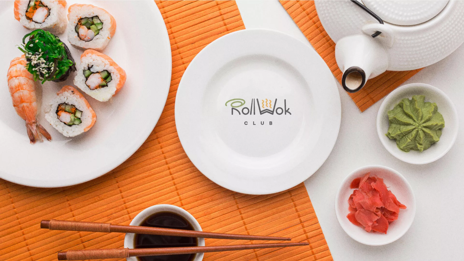 Разработка логотипа и фирменного стиля суши-бара «Roll Wok Club» в Кедровом